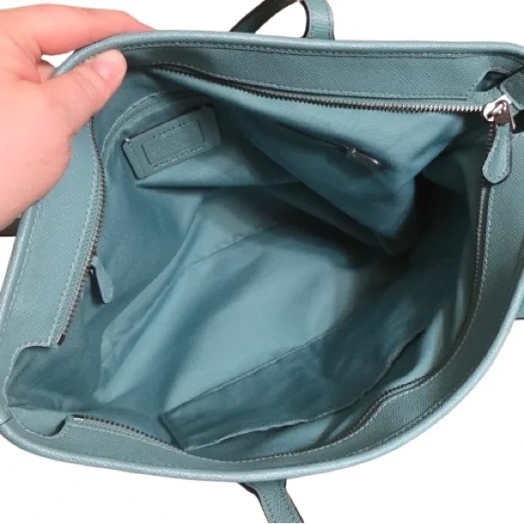 Coach City Zip Blue Leather Tote - Picture 4 of 6